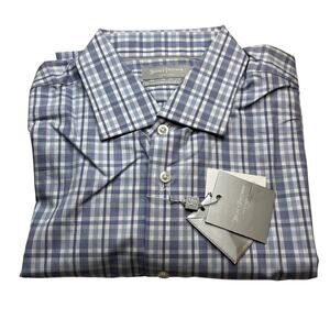 11-20 HICKEY FREEMAN Men's Top Collared Botton Down Blue Size 17 1/2 (XL)